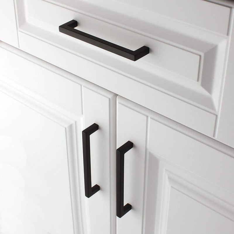 KOOFIZO Solid Square Bar Cabinet Handle - Black Furniture Pull, 5 Inch/128mm Screwhole Distance, 10-Pack for Kitchen Cupboard Door, Bedroom Dresser Drawer, Bathroom Wardrobe Hardware - Image 4